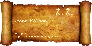 Kranz Kálmán névjegykártya